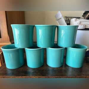 Set of 7 Fiesta Turquoise Coffee Mugs